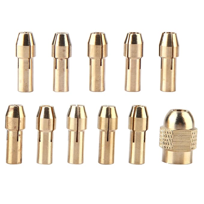 11 stuks 4-klauw Koperen Boorkop Spantang Set voor Mini Elektrische Slijpmachine Roteer Gereedschap 0.53.2mm