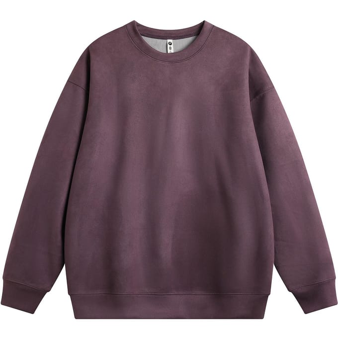 Pull Homme Printemps et Automne Américain Rétro Col Rond Haut Ample Couleur Unie Ado Décontracté Bas Chemise 4XL violet