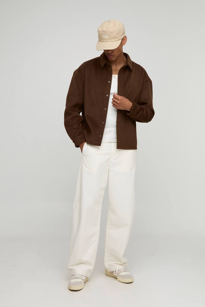 Oversized Melton Overshirt | Chocolate | Size XS