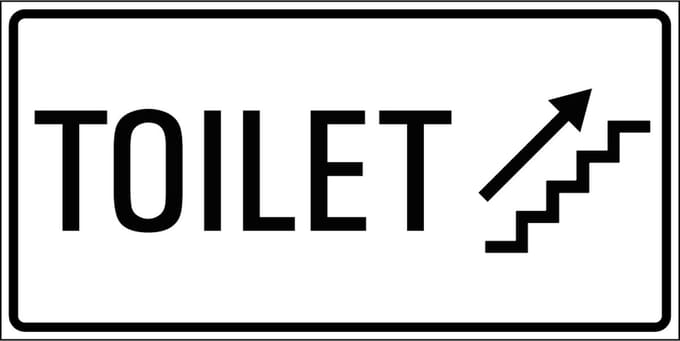 Toilet trap omhoog sticker rechts 300 x 150 mm