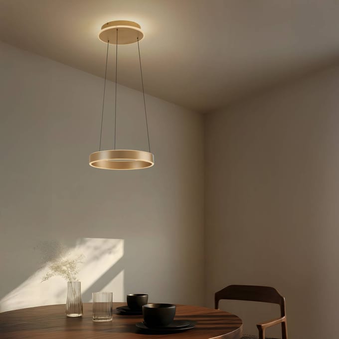 Lucande LED hanglamp Tindra, Ø 40 cm, goud, dimbaar
