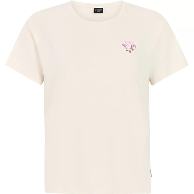 Protest PRTHabe - T-shirt Dames - Korte mouwen - Ronde hals - Normale pasvorm - Crème