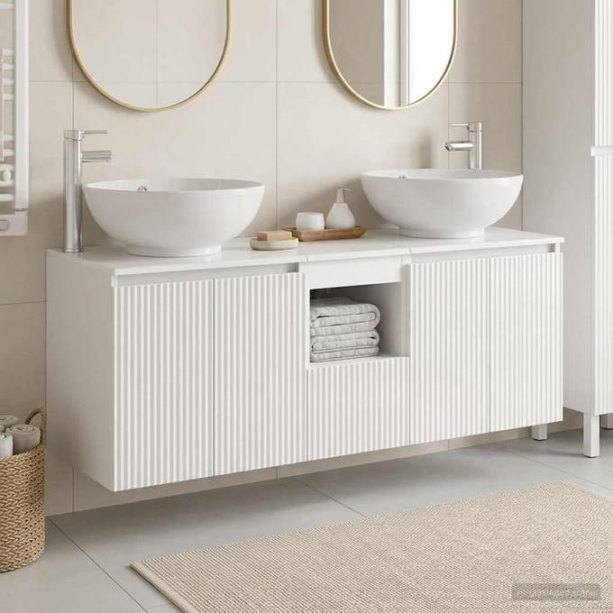 vidaXL - Badkamerkast - set - 3 - st - Hoogglans - Wit - 49,5 - x - 44,5 - x - 65 - cm