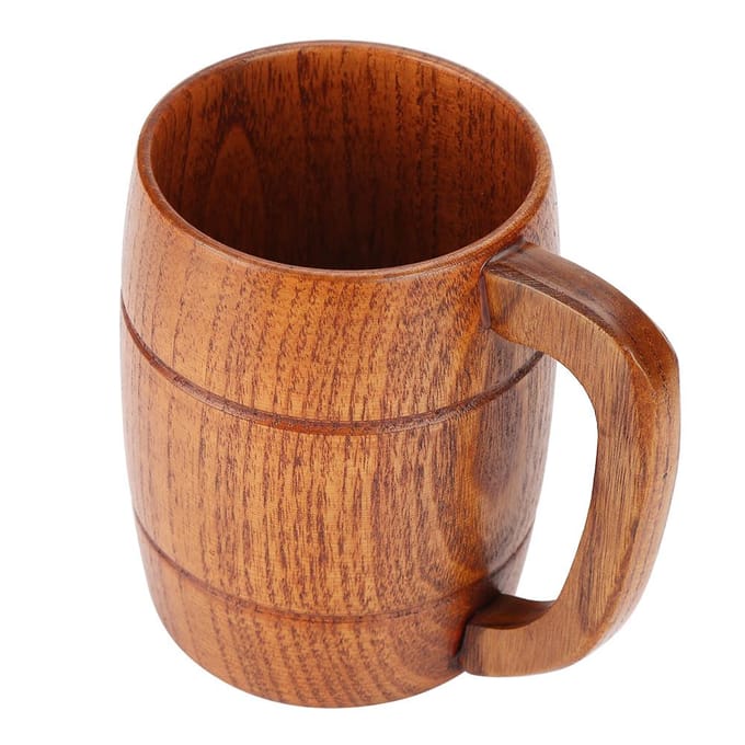 Tasse à eau classique en bois massif naturel, tasse à thé, collection cadeau, chope à bière white