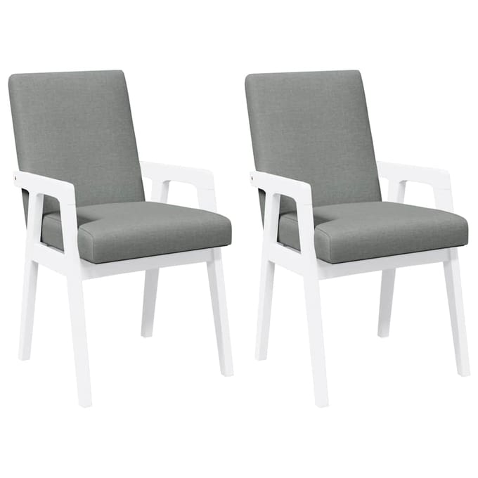 vidaXL - Eetkamerstoelen - met - kussens - 2 - stuks - wit - massief - hout - rubber