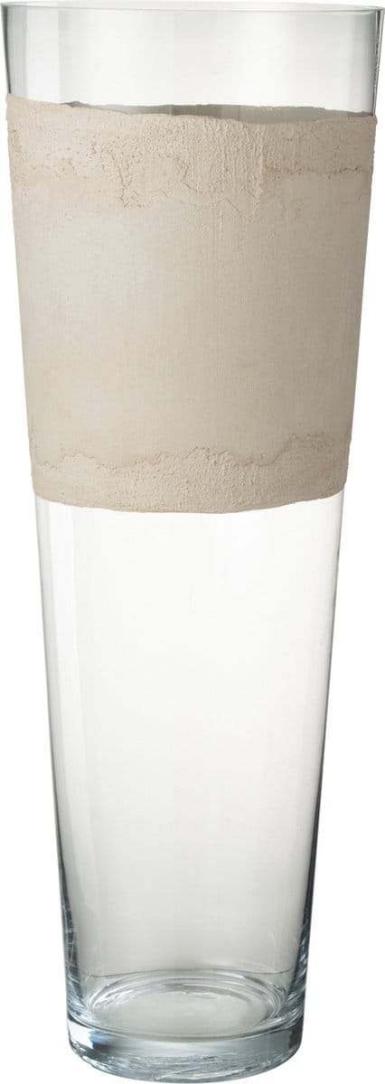 J-Line vaas Delph - glas - transparant/beige - extra large - 70 cm hoog