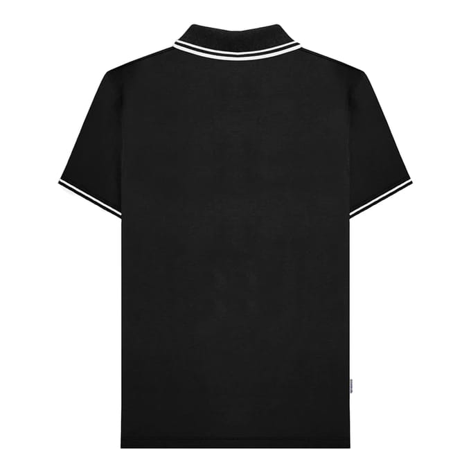 Lambretta Heren SS24 Houndstooth Poloshirt (Zwart, Wit)