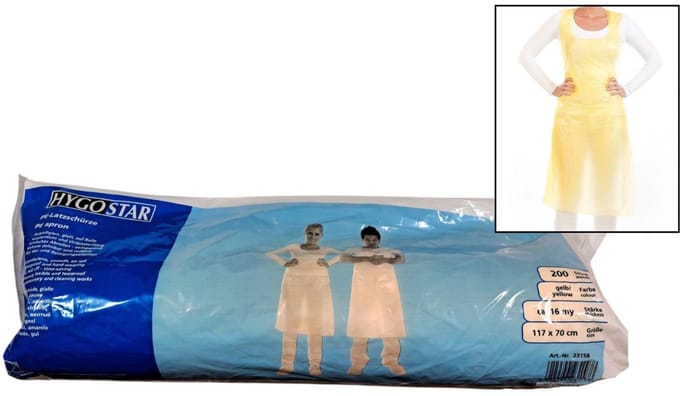 Hygostar Gele Wegwerpschorten plastic – 200 stuks – Wegwerp Overschorten op Rol