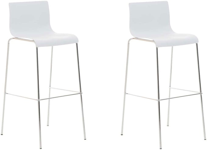 CLP Hover Set van 2 barkrukken - Kunststof wit chroom