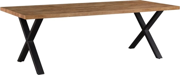 Belfurn - Eetkamertafel 220x95cm Nestor in mango decor met kruispoot in zwart metaal