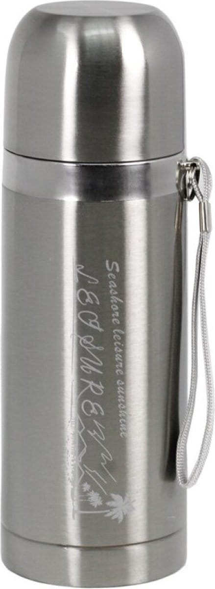 RVS thermosfles / isoleerfles met touwtje zilver 350 ml - Thermoflessen