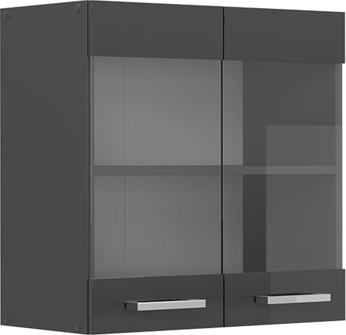 Vicco R-Line Glazen keukenkast – 60 cm Antraciet Hoogglans