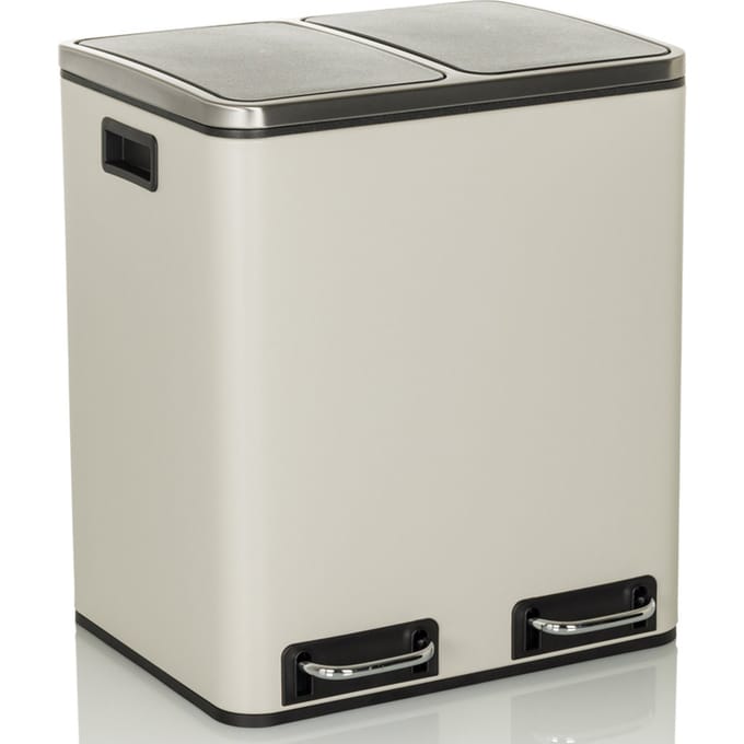 Afvalbak / afvalscheidingssysteem Clean 9 - 30L (2x15L) staal beige hjh OFFICE