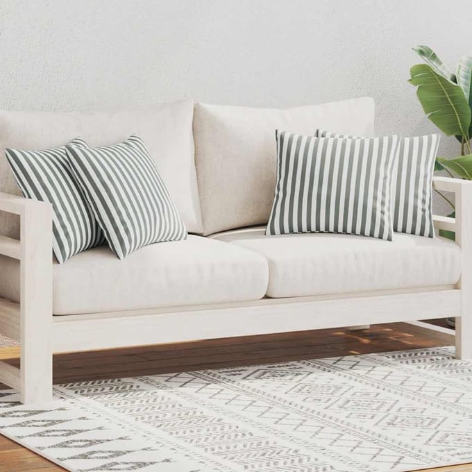 vidaXL - Buitenkussens - 45x45 - cm - gestreept - grijs - 4 - st