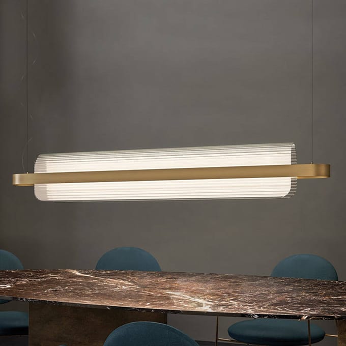 kdln LED hanglamp Nami, messingkleurig, lengte 150 cm