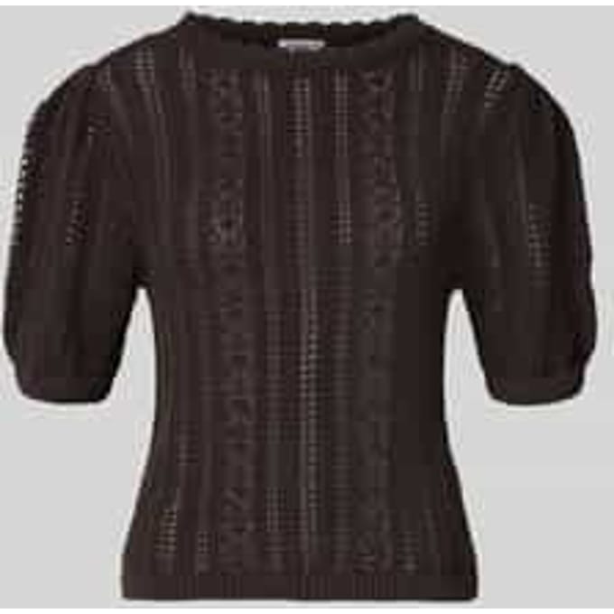 Gebreid shirt met ronde hals en golvende zoom
