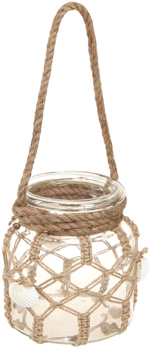 Decoratieve glazen macramé schelpen tafeldecoratie hangdecoratie Ø14cm