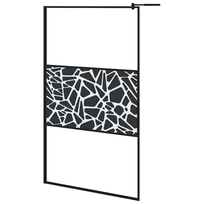 vidaXL - Inloopdouchewand - met - stenenmotief - 115x195 - cm - ESG-glas - zwart