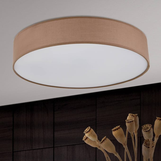 ORION Plafondlamp UFO met linnen kap, bruin