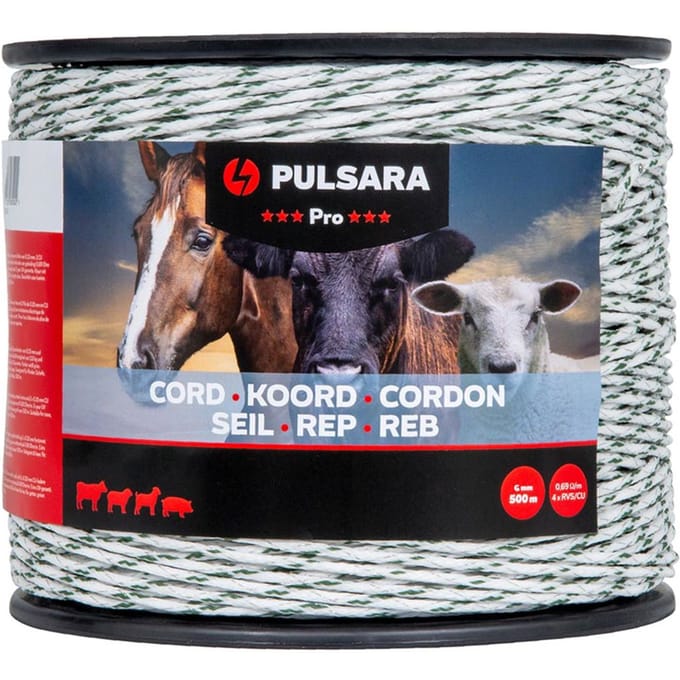 Pulsara Schrikkoord Pro 6mm 500m Wit – Hoog Geleidende Koordrol