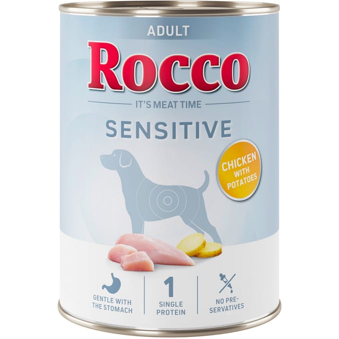Voordeelpakket Rocco Sensitive 24 x 400 g Nieuwe receptuur – 24 x 400 g: Kip met Aardappelen