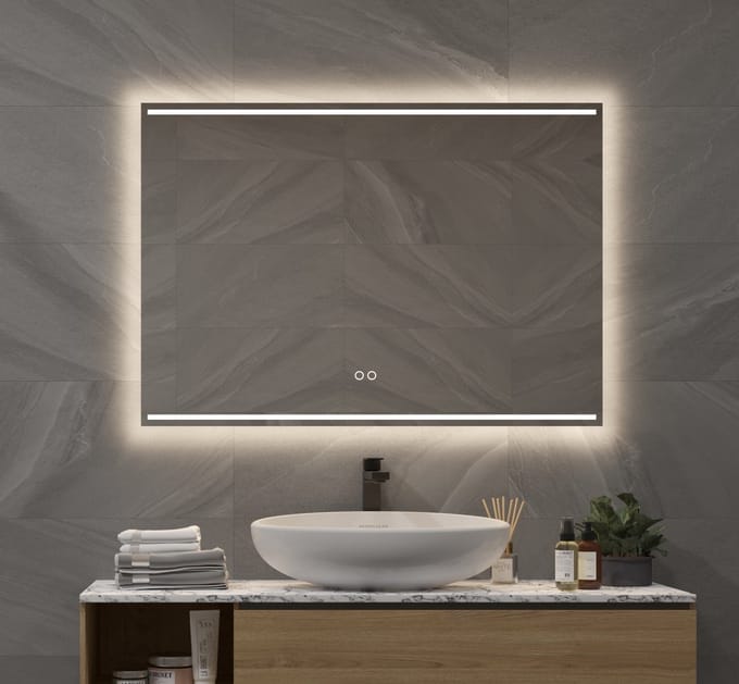 Schaere - Badkamerspiegel - LED Verlichting - Spiegel Verwarming - Touch Sensor - Dimfunctie - 100x70x3 cm