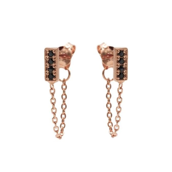 Karma Chain oorbel Black Zirconia Rectangle M2334B Rosé