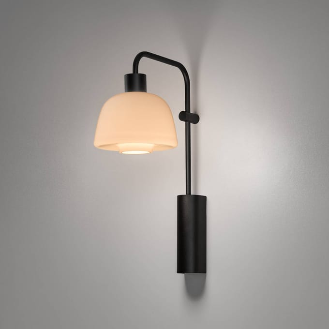Bover LED wandlamp Drep A/04, nude, glas, zwart, 2.700 K