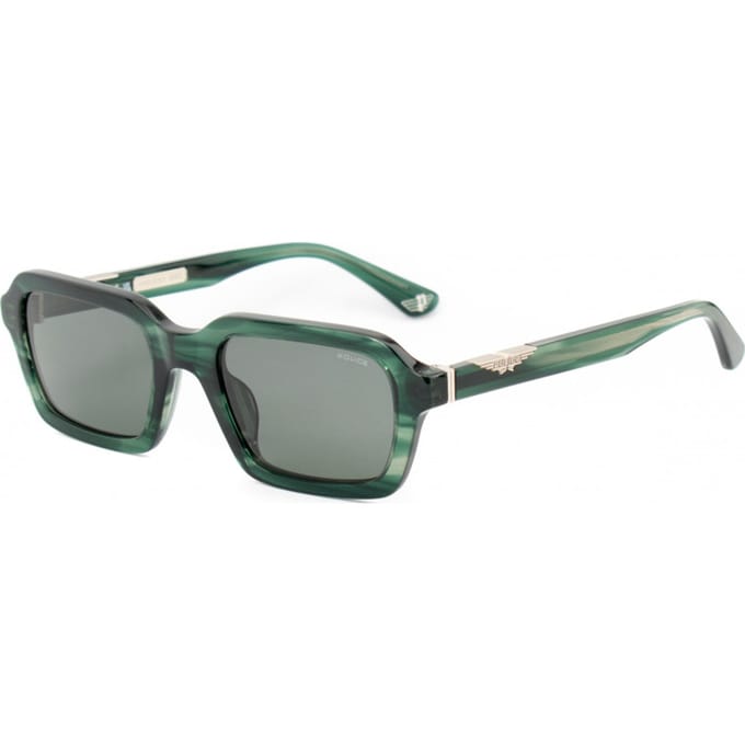 Police SPLL14 Verde striato lucido 53/21/145 MAN Zonnebrillen
