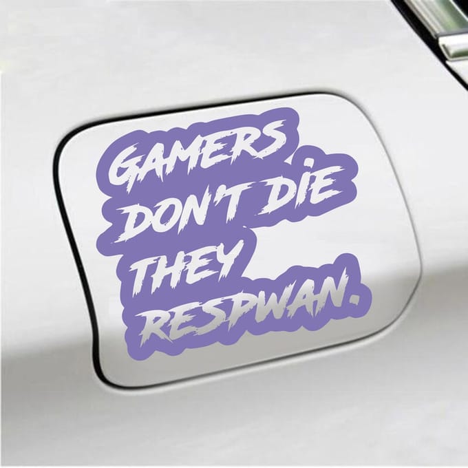 Bumpersticker - Gamers Dont Die They Respawn - 12,6 X 14,8 - Paars