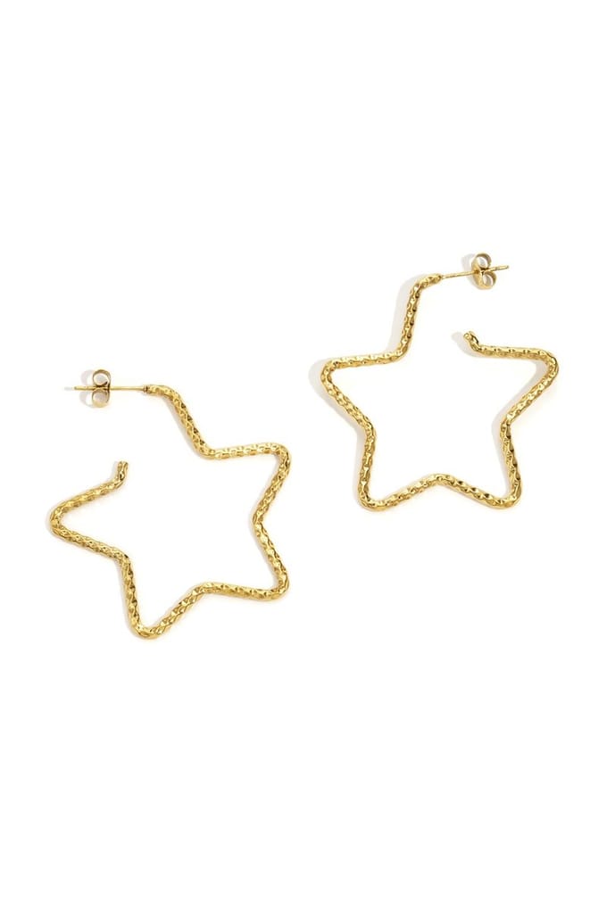 Goudkleurige Ster Oorbellen – Grote Statement Oorbellen – Open Ster Oorbellen Dames
