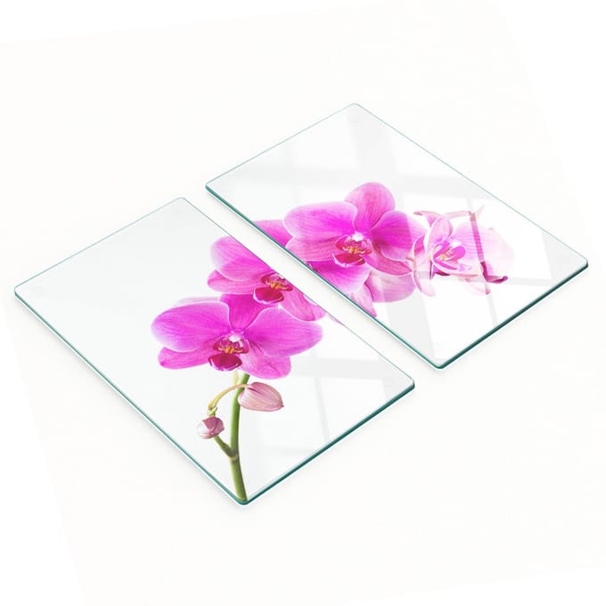 Decoratieve snijplanken van gehard glas, roze orchidee, 2x30x52 cm