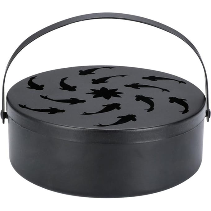 IJzeren Muggenspiralhouder Holle Muggenspiraldoos Rond Wierook met Handvat B black