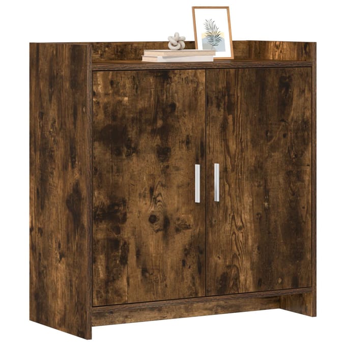 vidaXL - Dressoir - Gerookt - eiken - 72 - x - 36 - x - 80 - cm - Bewerkt - hout
