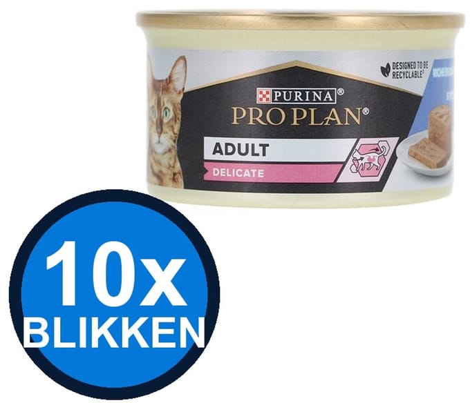 10x Pro Plan - Cat Mousse Delicate Kalkoen - Kattenvoer Natvoer - 85 g