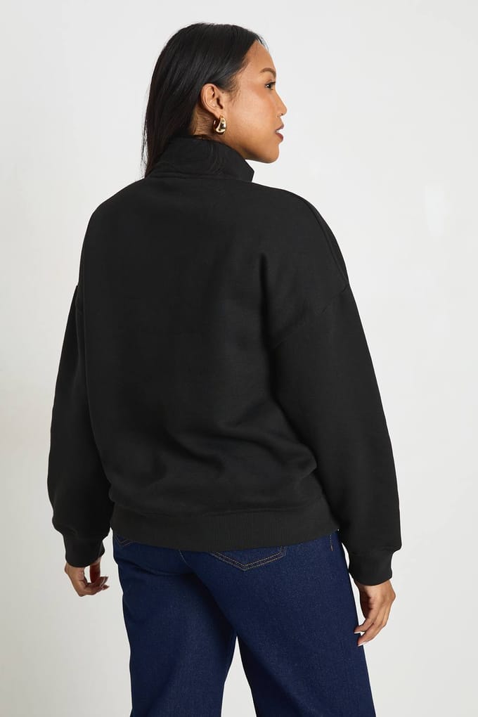boohoo Dames Zwangerschaps Oversized Half-zip Sweatshirt | Zwart | Maat: 44