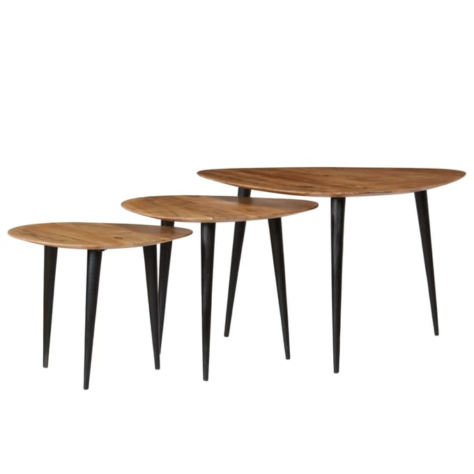 vidaXL - 3-delige - Salontafelset - massief - acaciahout