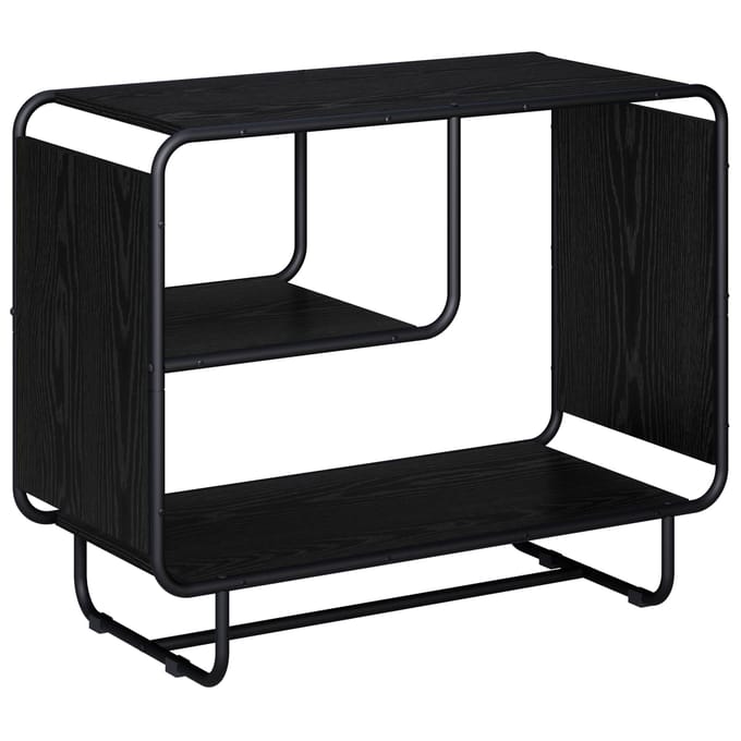 vidaXL - Dressoir - Zwart - eiken - 80 - x - 37,5 - x - 64,5 - cm - Bewerkt - hout