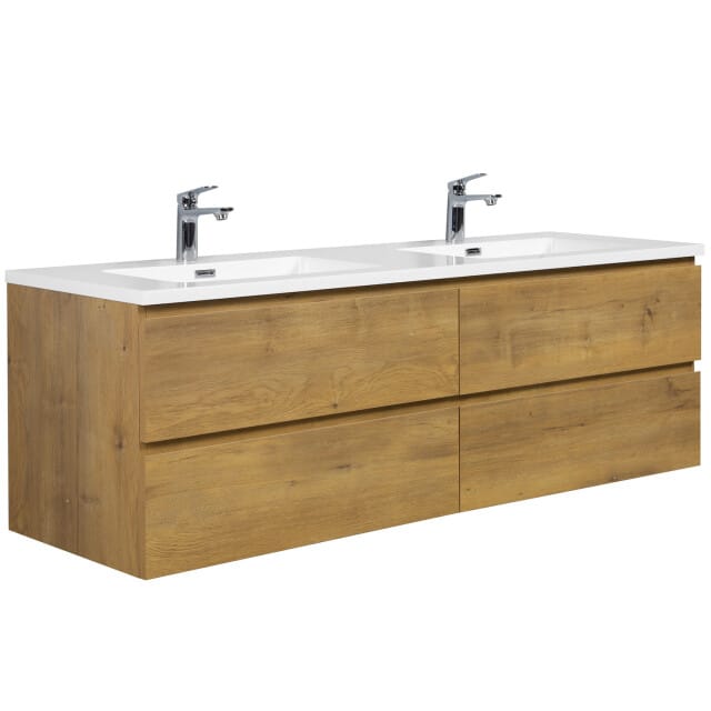 Badplaats Badkamermeubel Set Angela 160 cm – Eiken – Badmeubel met Wastafel