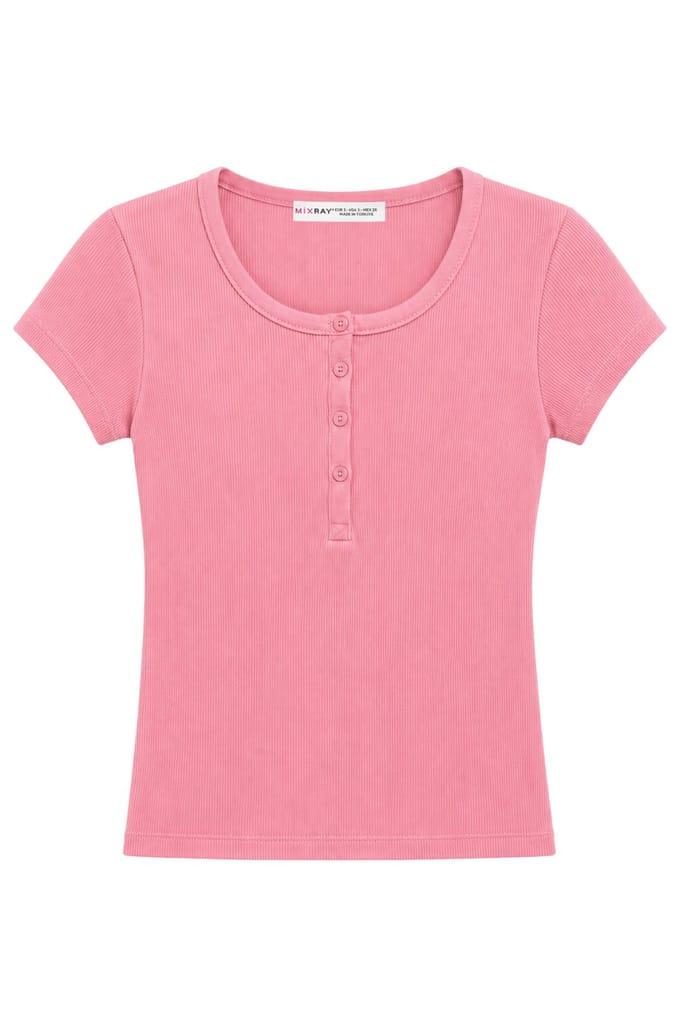 Katoenen Strak Fitted Knop Tanktop