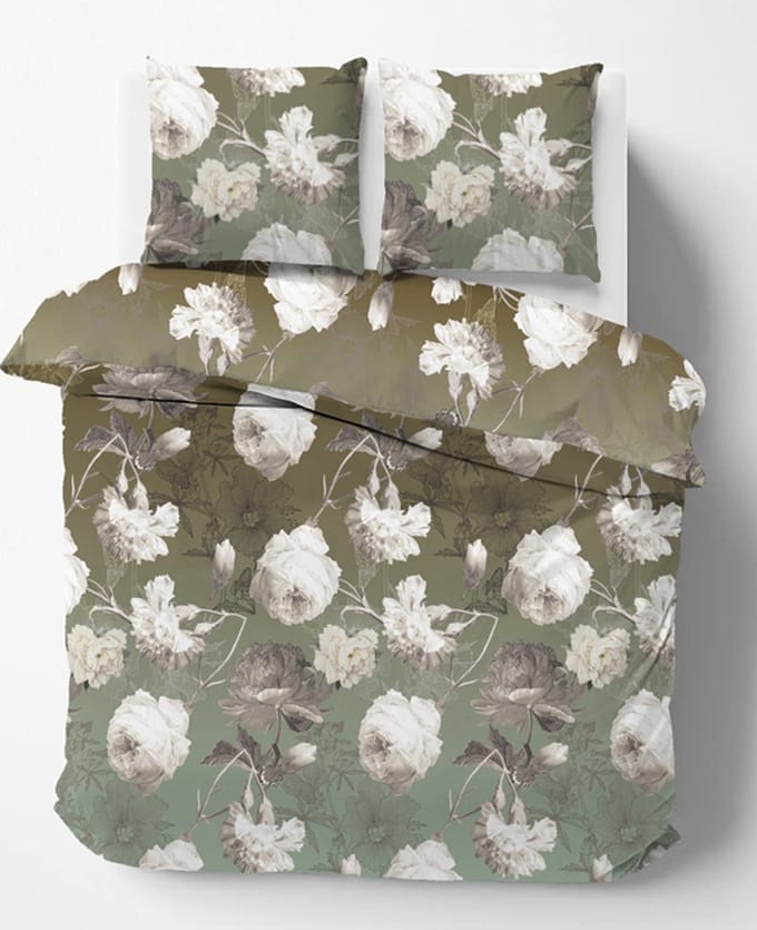 iSleep Dekbedovertrek Aafke - Eenpersoons - 140x200/220 cm - Groen