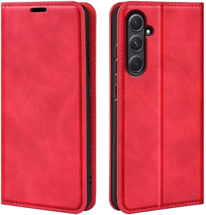 MobyDefend Hoesje - Geschikt voor Samsung Galaxy A55 - Luxe Wallet Bookcase (Magnetische Sluiting) - Rood