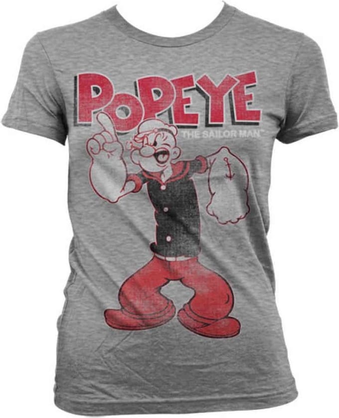 Popeye Dames Tshirt -L- Distressed Sailor Man Grijs