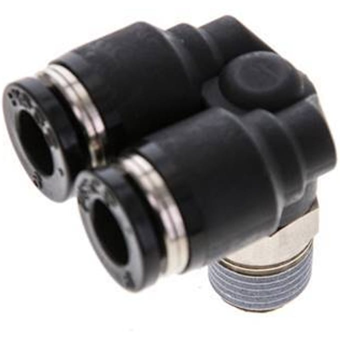 6mm x R1/8'' Y-koppeling Messing/PBT Insteekfitting Buitendraad Draaibaar NBR
