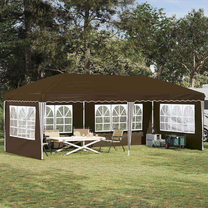 vidaXL - Pop-up - Feesttent - 574 - x - 289 - x - 245 - cm - Taupe