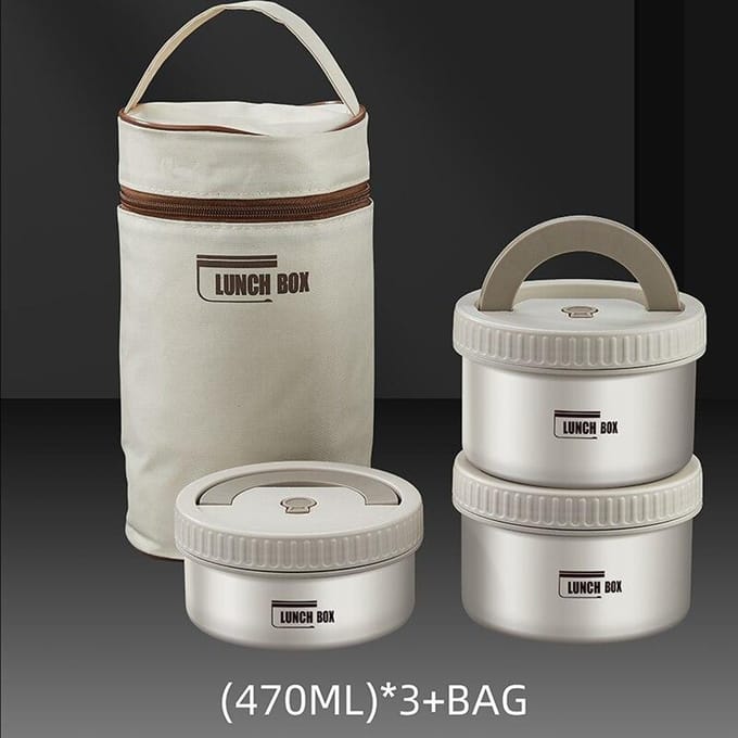 Lunchbox Draagbare geïsoleerde lunchcontainerset Stapelbare Bento roestvrijstalen lunchcontainer gray