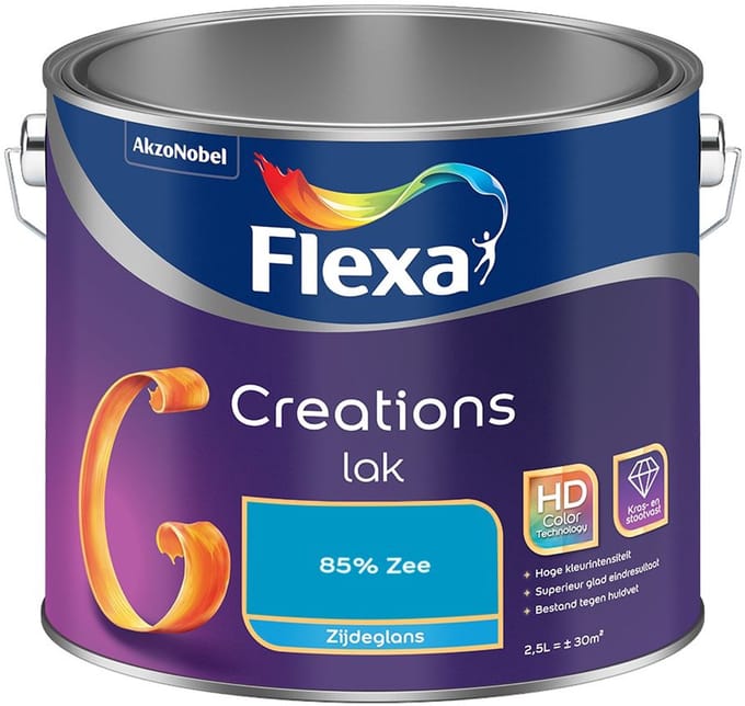 Flexa - Creations Lak Zijdeglans - 85% Zee - Mengverf - 2,5 L