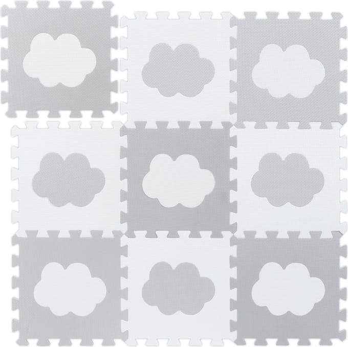 Speelmat foam - 91,5x91,5 cm - puzzelmat - baby - wit-grijs