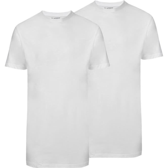 Slater 7700 - Basic Fit Extra Lang 2-pack T-shirt ronde hals korte mouw wit M 100% katoen