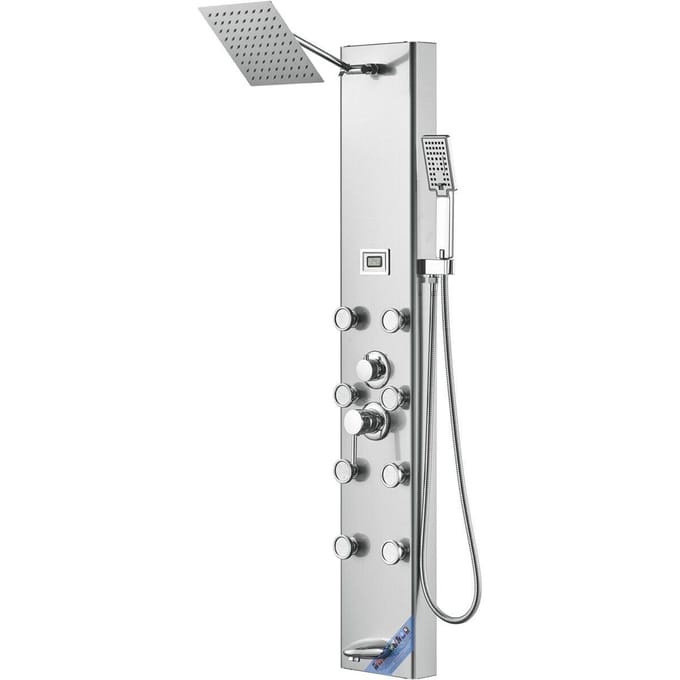 Colonne de Panneau de Douche 6 Modes Affichage Numérique Acier Inoxydable Pluie